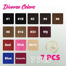 Straight Clip in Hair Extensions Real Human Hair, 7Pcs 16 Inch 100g Blue Invisible Natural Soft Remy Human Hair Extension Clip ins, Double Weft Hair Extensions Real Human Hair for Women