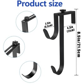 WADY Adjustable Pool Pole Hanger, Duty Double Pool Hooks for Poles Mental Pool Fence Hooks for Hanging Pool Equipment Hooks Wall Pool Tool Holder Pool Pole Hooks (2 pcs Black)