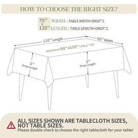 BYDOLL Table Cloth White 70x120 Inch Tablecloth for 8 Foot Rectangle Tables Outdoor Washable Wrinkle Free and Spillproof Polyester Tablecloth for Festival Camping Picnic Party Cover