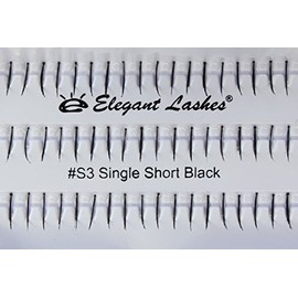 Elegant Lashes Individual Single Short Black Lashes (Single Pack - 1 Tray)