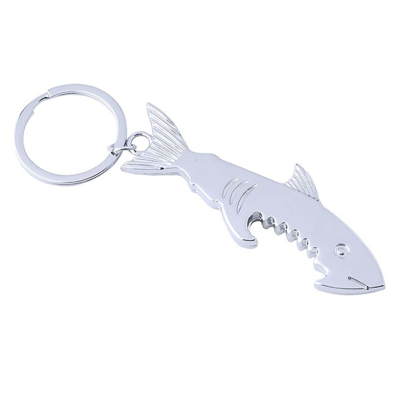 2pcs Shark Shape Bottle Opener, Multi-Function Key Chain, Fish Bottle