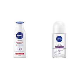 NIVEA Crema Corporal Humectante Regeneracin Intensiva (400 ml) con Dexpantenol  Desodorante Aclarante para Mujer Tono Natural Beauty Touch (50 ml)