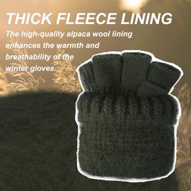 ehsbuy Fingerless Gloves for Men Thermal Soft Fleece Lined Half Finger Winter Warm Knitted Gloves for Working Driving Cycling Outdoor Sports