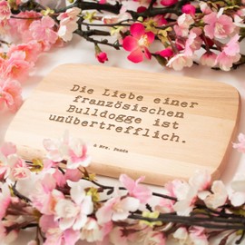 Mr. & Mrs. Panda Frühstücksbrett Spruch Französische Bulldogge Liebe - Geschenk, Treue, Schneidebrett Holz, fröhliches Wesen, Schneidebrett,