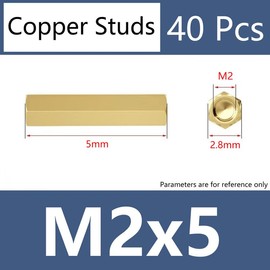 ORANXIN M2 x 5 mm 40 Pieces Double Through Brass Standoffs Screws Hex Spacers Female Thread Nuts PCB Motherboard Copper Computer Spacers