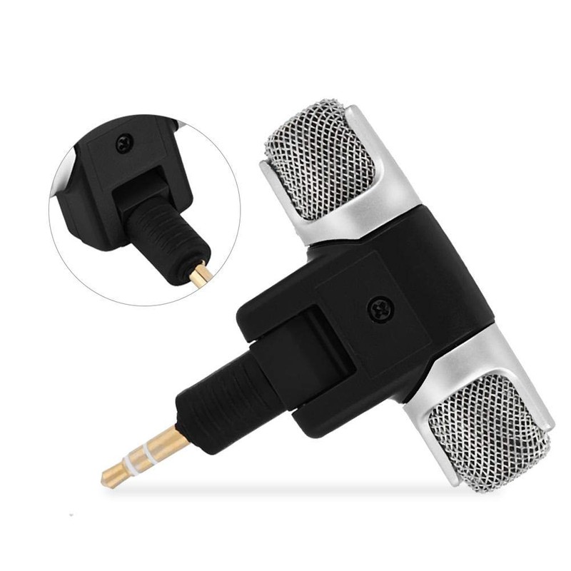 Mini micrófono estéreo para teléfono inteligente, conector jack de 3,5