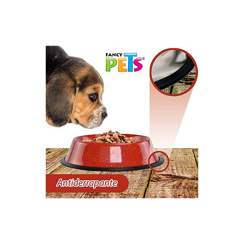 Fancy Pets Plato de Acero Jaspeado para Perro de 32
