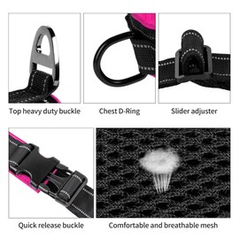Annchwool No Pull Dog Harness with Airtag Case and Two Patches,Quick Fit and Reflective Escape Proof Dog Harness,Easy for Training Walking Vest Harness for Small & Medium and Large Dog(Black,S)