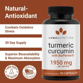 Cúrcuma Curcumina 95% de Luma Nutrition, 90 Cápsulas