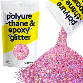 Hemway Polyurethane & Epoxy Resin Glitter 100g / 3.5oz Metallic Crystal Flake Additive for Flooring Jewelry Tumblers Glass Pigment - Extra Chunky (1/24" 0.040" 1mm) - Rose Pink Holographic