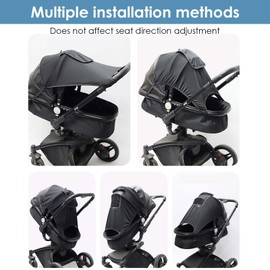 Awning for Pushchairs with UV Protection 50+, Universal Pram Awning with Viewing Window and Extra Wide Shade Wings, Double Layer Fabric, Waterproof, Dustproof, Windproof