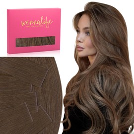 WENNALIFE Invisi Edge Tape in Hair Extensions Human Hair, 14 Inch 25g 10pcs Cool Ash Brown Invisible Luxury Remy Hair Extensions Natural Seamless Injected Tape Straight Extensiones De Cabello Humano