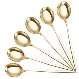 SDMAX 6 Pc Golden Stainless Steel Soup Spoon Set for Home Kitchen and Restaurant Dining Table Tableware, Use for Home, Elegant Design, Smooth Edges, Tableware (Set of 6)