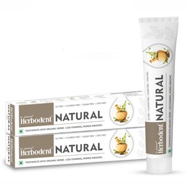 Herbodent® Natural - Less Foaming, Works Amazing | SLS Free | Fluoride Free | Herbal Toothpaste with Neem, Clove & More Herbs - 3.53 Ounce (Buy1 Get1 Free)