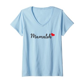 Womens Mamaleh For Jewish Mom Hanukkah Mother's Day Christmas V-Neck T-Shirt