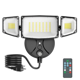 iMaihom Dusk to Dawn Outdoor Lighting, Plug in Flood Light, Remote, Black