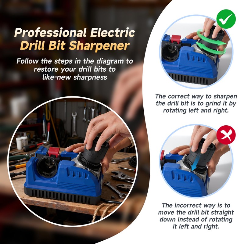 Eleccriptic Power Drill Bit Sharpener for All Bits 3/32-3/4 In,