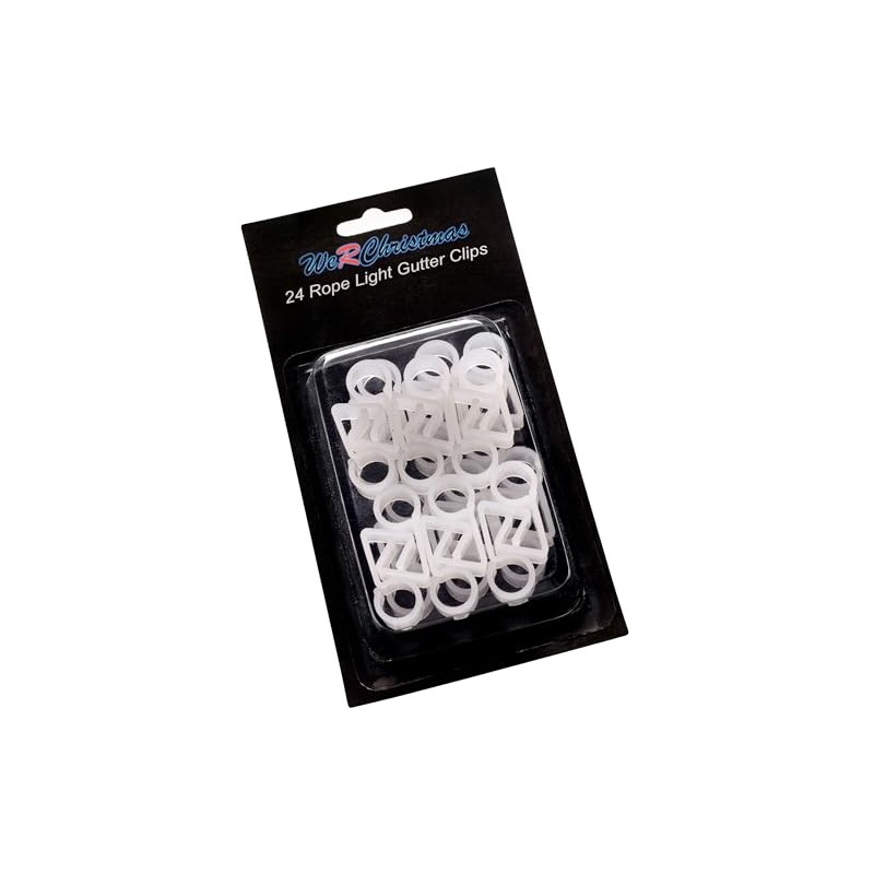 WeRChristmas Rope Light Gutter Hooks, White, Pack of 24, 4