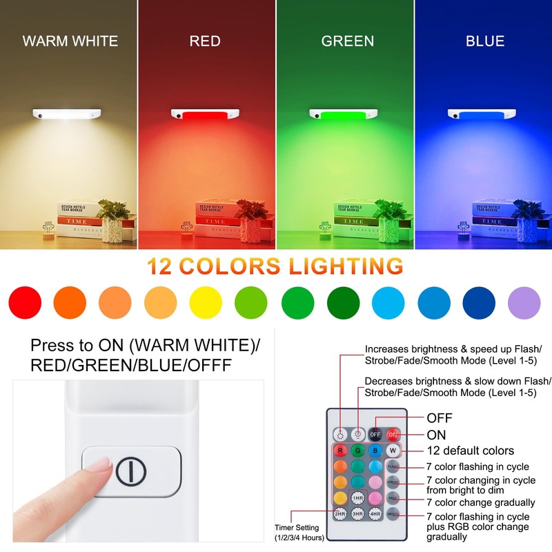 LUXSWAY LED Under Cabinet Light with Remote, Battery Operated Colors