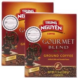 Trung Nguyen — Gourmet Blend — Roasted Ground Coffee Blend — Strong and Bold — Robusta, Arabica, Excelsa, & Catimor — Notes of Chocolate, Spices, & Fruit — Vietnamese Coffee 17.6oz (Pack of 2)