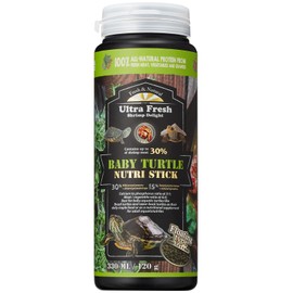 Ultra Fresh Floating Baby Turtle Food, All Natural Ingredients, Wild Sword Prawn, Calcium Vitamin D Enriched for Picky Aquatic Baby Turtles, Baby Turtle Nutri Stick 3.35 oz