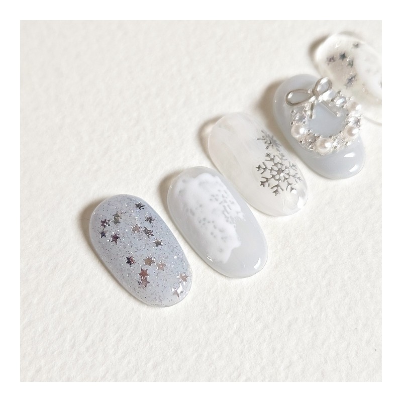 Snow&Star Handmade Nail Tips - Almond Midi / 눈&별 수제네일팁