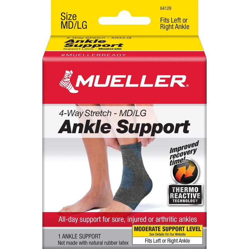 Mueller 4-Way Stretch Premium Knit Ankle Support with Thermo Reactive