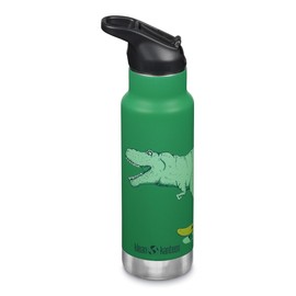 Klean Kanteen Insulated Children's Bottle, 355 ml, with Flip Sport Cap and Stainless Steel Straw, Green/Dino Skate