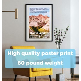 National Park Posters Badlands Original Artwork - 13" x 19" by Rob Decker - WPA Style