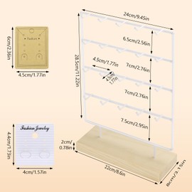 RNTBWD Earring Display Stand for Selling 4 Tier 20 Hooks Wood Earring Display Rack Holder for earings necklaces rings bracelets keychains (White)