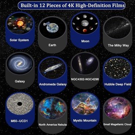 Star Projector,Galaxy Projector,Realistic Starry Sky Night Light with 12 Film Discs, Solar System Constellation Moon for Kids Bedroom Ceiling Home Living Room Decor Birthday Gifts