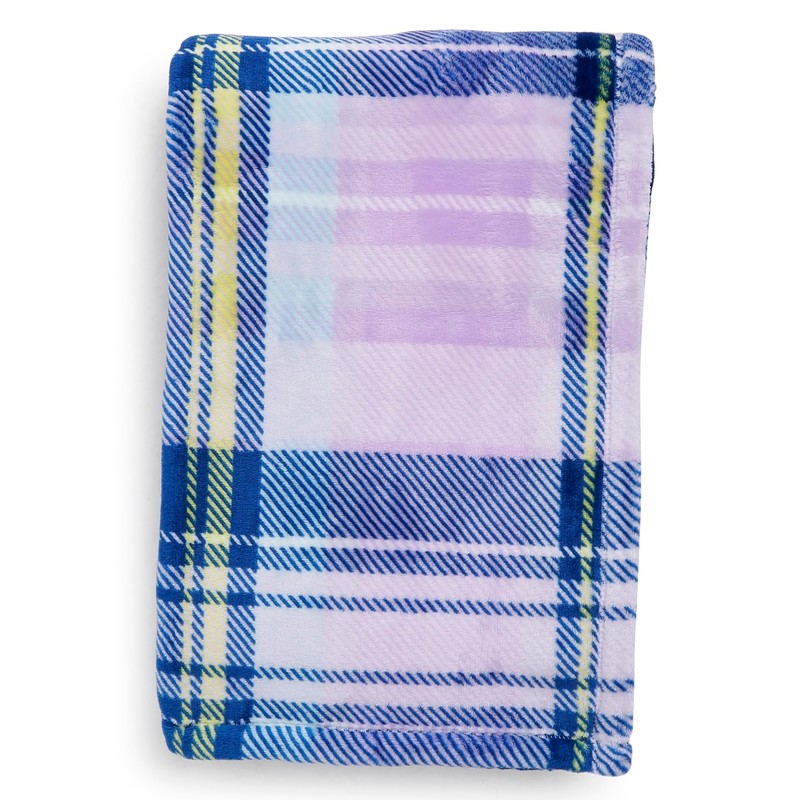 Vera Bradley Women's Fleece Plush Throw Blanket, Amethyst Plaid, 80