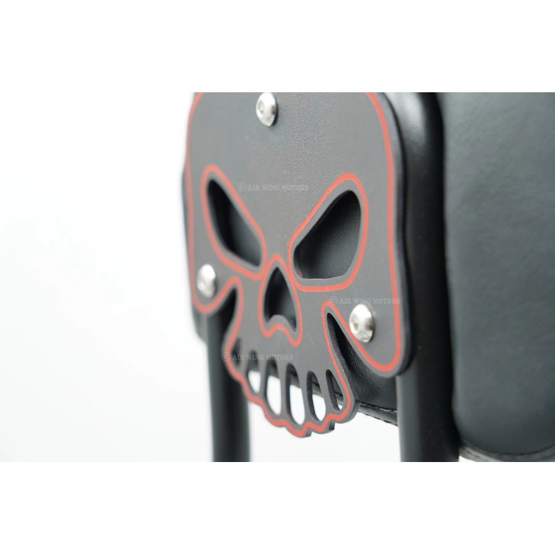 JME Matte Black Skull Passenger Backrest Mounting Bracket for Harley