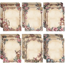 Watersay 100 Sheets Christmas Stationery Paper 11" x 8.5" Holiday Stationery Paper Christmas Letterhead Winter Decorative Writing Paper for Xmas Notes Greeting Cards Invitation Office School Printing