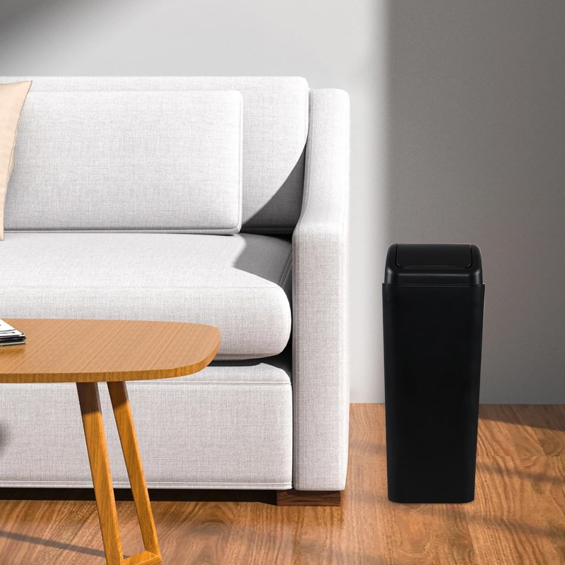 Hayixia 2-Pack 14 Liter Plastic Trash Can with Swing Lid,