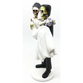 Day Of The Dead Wedding Skeleton Frankenstein Skull Bride And Groom Couple Figurine Dia De Muertos Sculpture Gift by Gifts & Decor