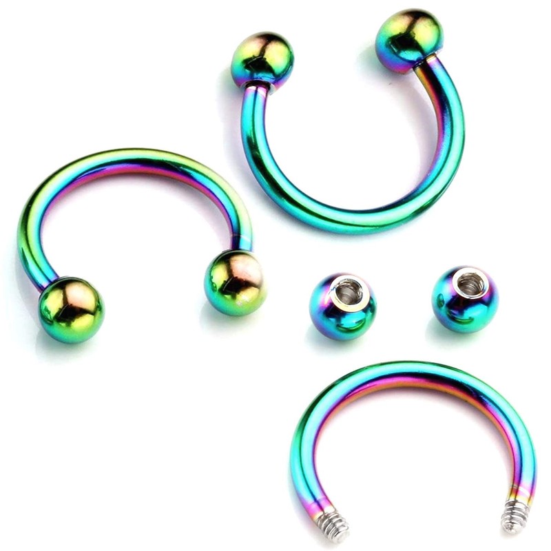 Bodytrend Titanium Circular Barbell Horseshoe PA Ring in Rainbow -