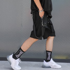 XYXIONGMAO Black Cargo Pants Men Cyberpunk Streetwear Techwear Hip Hop Black Cargo Pants Shorts Sweatpants for Men, black, L