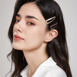 Dofash Double Grip Hair Clips Hair Barrettes Snap hair clips metal hair grips accessories (Brown 6pcs)