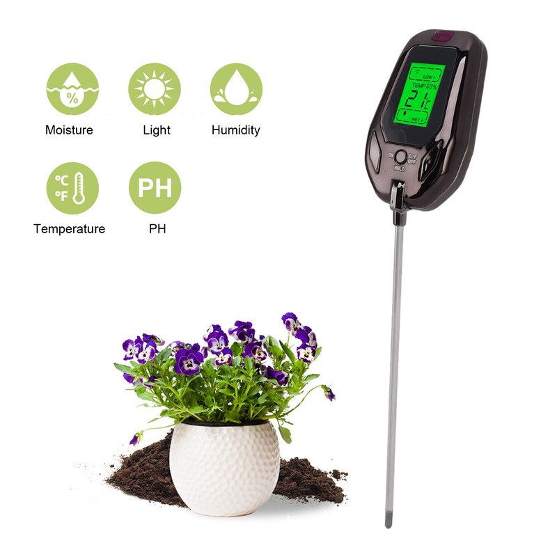 Soil Tester Moisture Light PH Temperature Humidity 5 in 1