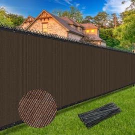 Winpull 4FT x 50FT Privacy Fence Screen Heavy Duty 170GSM Fencing Mesh Shade Net Cover Nickel-Plated Copper Grommets, 95% Blockage Privacy Fence for Outdoor Wall Garden Yard Backyard Pool (Brown)