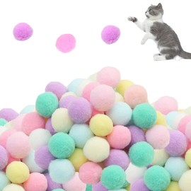 50 Pcs Cat Toy Balls, Cat Pom Pom Balls, Multicolored Kittens Toy, Interactive Balls, For Play, Elastic Balls, Chewing Toy, Eliminates Lack of Exercise (Ball Diameter 1.0 inches (2.5 cm)