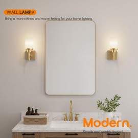 AONEON Vanity Lighting Fixtures with White Frosted Glass Gold Wall Lamp for Bathroom Mirror Bedroom, Living Room, Kitchen Cabinet, Washroom Porch T001GD-L1