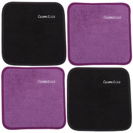 TurkishTowels Cosmetics Removal Towels (Set of 4 Towels, 2 Purple-2 Black)