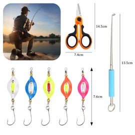 Pack of 5 Trout Fishing Spoons Trout Twister Spinner 3 g UV-Active and Self-Luminous Trout Hooks in Box Trout Bait Spoon Set with Fishing Hook Remover and Scissors Fishing Accessories