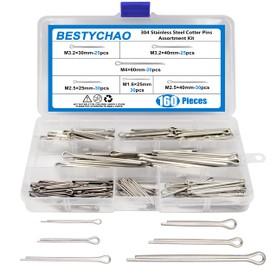 BESTYCHAO 160pcs Cotter Pin Assortment Kit, Stainless Steel Split Pin Key Faster Fitting U Sharp Type Cotter Pin