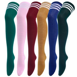 CISMARK Womens Thigh High Socks Over the Knee High Striped Stocking Boot Leg Warmer Long Socks for Daily Wear Cosplay