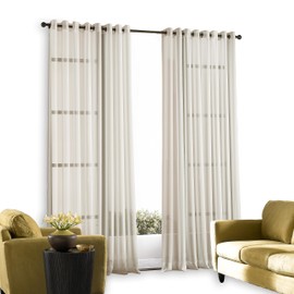 Curtainworks Soho Voile Sheer Grommet Curtain Panel, 59 by 120", Oyster