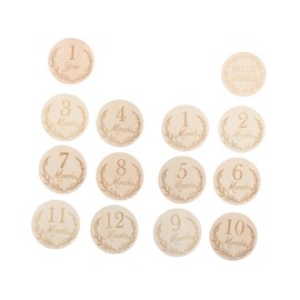 CORHAD 14pcs Wooden Monthly Milestone Cards Photo Props for Newborn Growth Recording with Unique Design and Fine Grain Unisex Announcement