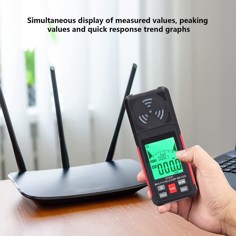 Electromagnetic Radiation Detector Data Hold Sound Light Alarm EMF Radiation